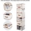 imageVercord 6 Shelf Hanging Closet Organization Foldable Hanging Shelves Clothes Storage with 2 Large Drawer 1 Sock Drawer 6 Mesh Pocket