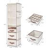 imageVercord 6 Shelf Hanging Closet Organization Foldable Hanging Shelves Clothes Storage with 2 Large Drawer 1 Sock Drawer 6 Mesh Pocket