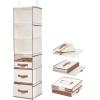 imageVercord 6 Shelf Hanging Closet Organization Foldable Hanging Shelves Clothes Storage with 2 Large Drawer 1 Sock Drawer 6 Mesh Pocket
