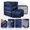 imageVercord 7 Set Travel Packing Organizers Cubes Luggage Suitcase Organizer Bags Clothes Underwear Cube Shoe Pouch Pack Pink LeopardDark Blue