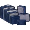 imageVercord 7 Set Travel Packing Organizers Cubes Luggage Suitcase Organizer Bags Clothes Underwear Cube Shoe Pouch Pack Pink LeopardDark Blue