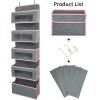 imageVercord Door Hanging Organizer Storage Wall Mount Organization Foldable Hanging Shelves Kids Toy 5 Pocket 4 Clear Window with Metal Hook GreyGrey
