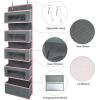 imageVercord Door Hanging Organizer Storage Wall Mount Organization Foldable Hanging Shelves Kids Toy 5 Pocket 4 Clear Window with Metal Hook GreyGrey