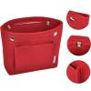 imageVercord Mini Slim Small Felt Purse Organizer Insert Inside Handbag Tote Pocketbook for Women BlackAMiniBurgundy