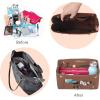 imageVercord Mini Slim Small Felt Purse Organizer Insert Inside Handbag Tote Pocketbook for Women BlackBmediumcoffee