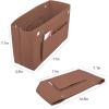 imageVercord Mini Slim Small Felt Purse Organizer Insert Inside Handbag Tote Pocketbook for Women BlackBmediumcoffee