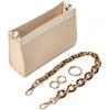 imageVercord Purse Insert Organizer 26 Toiletry Pouch Insert with Leopard Acrylic Chain Strap Beige LSmall