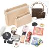 imageVercord Purse Insert Organizer 26 Toiletry Pouch Insert with Leopard Acrylic Chain Strap Beige LSmall
