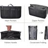 imageVercord Purse Organizer Insert for Handbags Bag Organizers Inside Tote Pocketbook Women Nurse Nylon 13 Pockets Black SmallBlack
