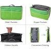 imageVercord Purse Organizer Insert for Handbags Bag Organizers Inside Tote Pocketbook Women Nurse Nylon 13 Pockets Black SmallGreen
