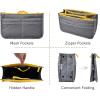 imageVercord Purse Organizer Insert for Handbags Bag Organizers Inside Tote Pocketbook Women Nurse Nylon 13 Pockets Black SmallGrey