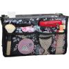 imageVercord Purse Organizer Insert for Handbags Bag Organizers Inside Tote Pocketbook Women Nurse Nylon 13 Pockets Black SmallPeony Flower
