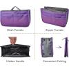 imageVercord Purse Organizer Insert for Handbags Bag Organizers Inside Tote Pocketbook Women Nurse Nylon 13 Pockets Black SmallPurple