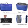 imageVercord Purse Organizer Insert for Handbags Bag Organizers Inside Tote Pocketbook Women Nurse Nylon 13 Pockets Black SmallRoyal Blue
