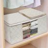 imageVercord Underbed Storage Bag Closet Organizers Bins Clothes Storage Baskets Foldable Containers Bedroom 3 Pack with Clear Window Handles Beige