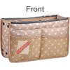imageVercord Updated Purse Handbag Organizer Insert Liner Bag in Bag 13 Pockets Black MediumBeige Dot