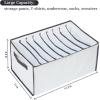 imageVercord Washable Pants Drawer Organizer 9 Divider Foldable Clothes Organizer Wardrobe Storage Box Large 2 for Underwear Socks Jeans Grey