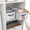 imageVercord Washable Pants Drawer Organizer 9 Divider Foldable Clothes Organizer Wardrobe Storage Box Large 2 for Underwear Socks Jeans Grey