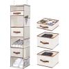 imageVercord 6 Shelf Hanging Closet Organization Foldable Hanging Shelves Clothes Storage with 2 Large Drawer 1 Sock Drawer 6 Mesh Pocket
