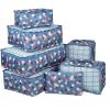 imageVercord 7 Set Travel Packing Organizers Cubes Luggage Suitcase Organizer Bags Clothes Underwear Cube Shoe Pouch Pack Pink LeopardBlue Flower