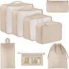 imageVercord 8 Set Travel Packing Pods Luggage Organizers Cubes with Laundry Bags AccessoriesBeige8set