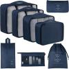 imageVercord 8 Set Travel Packing Pods Luggage Organizers Cubes with Laundry Bags AccessoriesNavyblue8set
