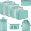 imageVercord 8 Set Travel Packing Pods Luggage Organizers Cubes with Laundry Bags AccessoriesSkyblue8set