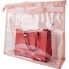 imageVercord Clear PVC Handbag DustFree Cover Moistureproof Purse Storage Bag Organizer with Handle Zipper SpaceSave Holder for Closet Pink XXLPink