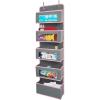 imageVercord Door Hanging Organizer Storage Wall Mount Organization Foldable Hanging Shelves Kids Toy 5 Pocket 4 Clear Window with Metal Hook GreyGrey