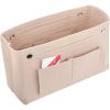 imageVercord Mini Slim Small Felt Purse Organizer Insert Inside Handbag Tote Pocketbook for Women BlackBmediumbeige