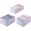 imageVercord Washable Pants Drawer Organizer Foldable Clothes Organizer Printing Wardrobe Storage Box 3 Pack for Underwear Socks Jeans Pink