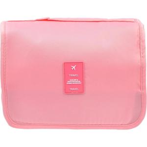 imageMultifunction Portable Waterproof Travel Kit Toiletry Travel Cosmetic Bag Hanging Hook for Men Women Blue FlowersPink