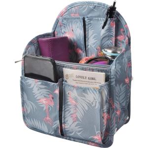 imageVercord Backpack Organizer Insert Liner Hanging Travel Bag in Bag with Many PocketsBlue Flamingo
