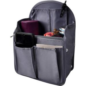 imageVercord Backpack Organizer Insert Liner Hanging Travel Bag in Bag with Many PocketsGrey