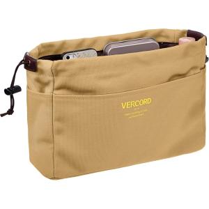 imageVercord Canvas Handbag Organizers Sturdy Purse Insert Organizer Bag in Bag 10 Pockets Beige SmallKhaki