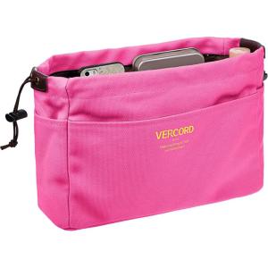 imageVercord Canvas Handbag Organizers Sturdy Purse Insert Organizer Bag in Bag 10 Pockets Beige SmallRose