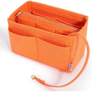 imageVercord Felt Organizer Insert For Purse Handbag Tote Bag In Bag Inside Shaper Divider Neo Beige Slender MediumA Orange