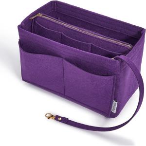 imageVercord Felt Organizer Insert For Purse Handbag Tote Bag In Bag Inside Shaper Divider Neo Beige Slender MediumA Purple