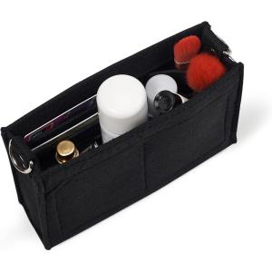 imageVercord Felt Purse Insert Organizer LV 26 19 Toiletry Pouch Insert with D Ring Attach Chain StrapBlack