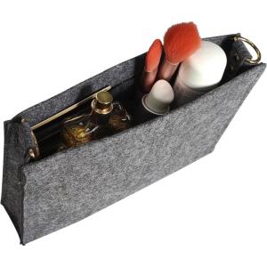 imageVercord Felt Purse Insert Organizer LV 26 19 Toiletry Pouch Insert with D Ring Attach Chain StrapGrey