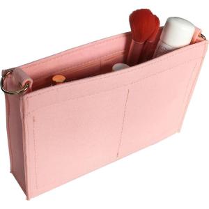 imageVercord Felt Purse Insert Organizer LV 26 19 Toiletry Pouch Insert with D Ring Attach Chain StrapPink