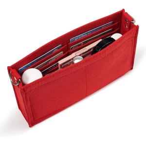 imageVercord Felt Purse Insert Organizer LV 26 19 Toiletry Pouch Insert with D Ring Attach Chain StrapRed