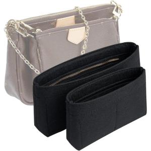 imageVercord Felt Purse Organizer Insert Pochette Handbag Insert Bag in Bag for Multi Pochette Accessories Add Zipper Pocket BrownBlack