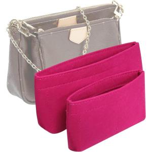 imageVercord Felt Purse Organizer Insert Pochette Handbag Insert Bag in Bag for Multi Pochette Accessories Add Zipper Pocket BrownRose