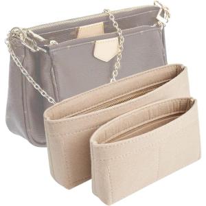 imageVercord Felt Purse Organizer Insert Pochette Handbag Insert Bag in Bag for Multi Pochette Accessories Add Zipper Pocket Brownbeige