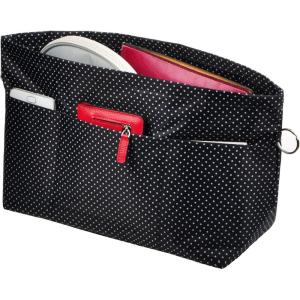 imageVercord Handbag Purse Tote Pocketbook Organizer Insert Zipper Closure 11 Pockets 3 Sizes Many ColorsBlack Dots