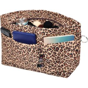 imageVercord Handbag Purse Tote Pocketbook Organizer Insert Zipper Closure 11 Pockets 3 Sizes Many ColorsLeopard