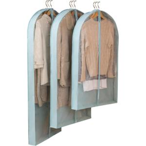 imageVercord Hanging Garment Bags Set of 3 Closet Clothes Storage Clear Dustproof Cover Suit Shirt Sweater Dress Coat with Zipper Light Blue236x39x396236x39x492236x39x59IN