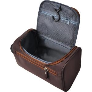 imageVercord Mens Toiletry Bag Wash Travel Small Shaving Dop Kit Shower Bathroom Ditty Hygiene Bag BlackCoffee