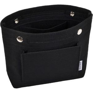 imageVercord Mini Slim Small Felt Purse Organizer Insert Inside Handbag Tote Pocketbook for Women BlackAMiniBlack